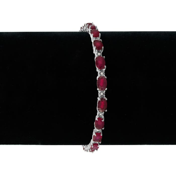Previously Owned 15 Carat Ruby and Diamond Bracelet in Sterling Silver