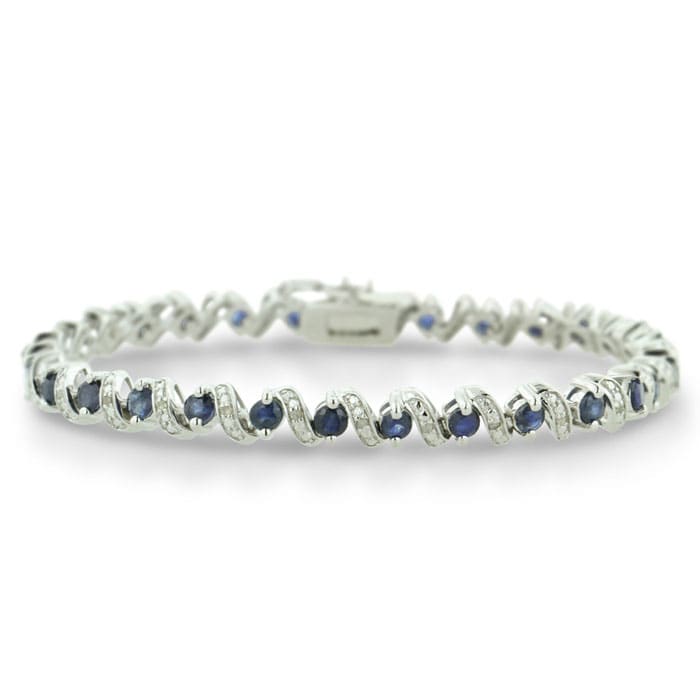 5 Carat Sapphire and Diamond Bracelet in Sterling Silver
