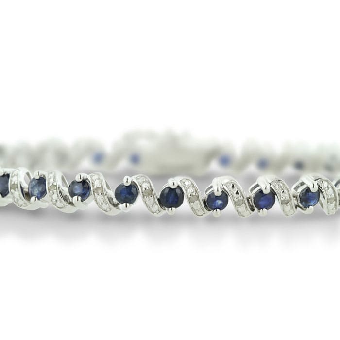 5 Carat Sapphire and Diamond Bracelet in Sterling Silver