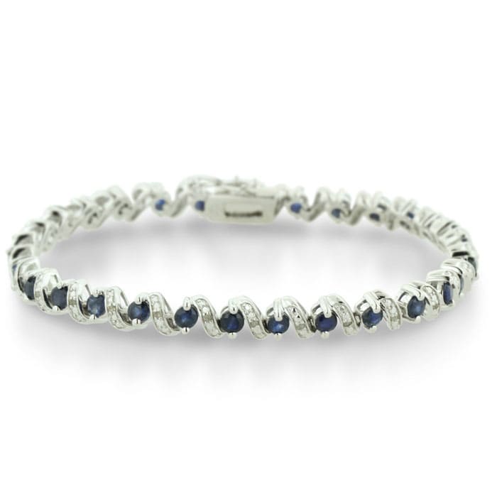 5 Carat Sapphire and Diamond Bracelet in Sterling Silver