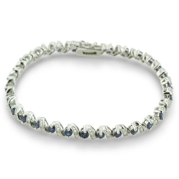 5 Carat Sapphire and Diamond Bracelet in Sterling Silver
