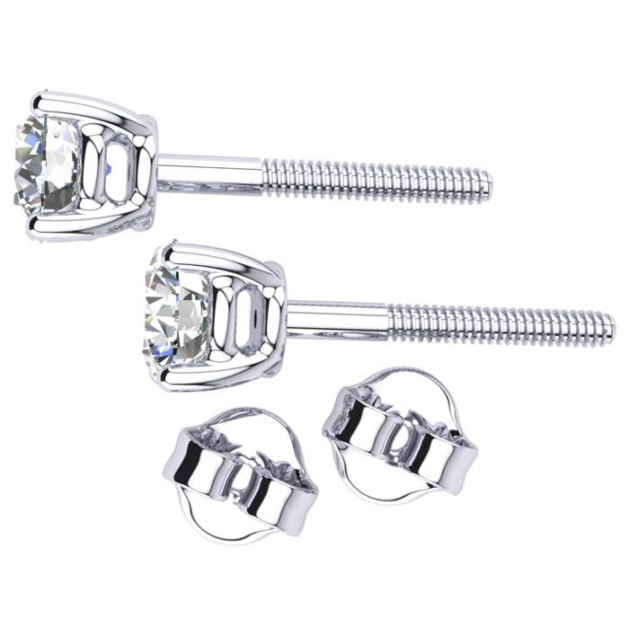 1/4 Carat Diamond Stud Earrings In 14 Karat White Gold