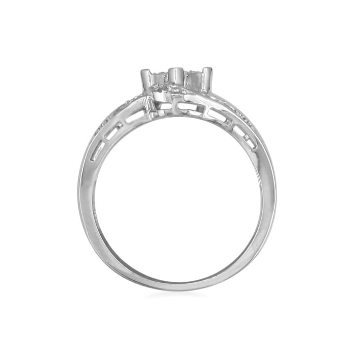 Big Look Diamond Bridal Wedding Set with Band in Sterling Silver