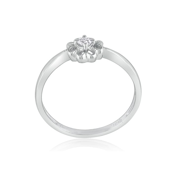 Flower Shaped Diamond Promise Ring in 10k White Gold