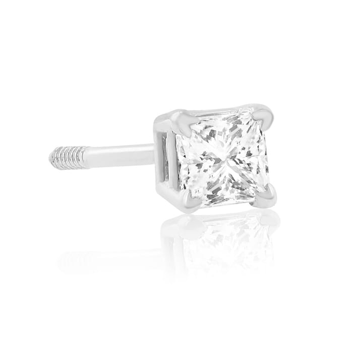 1/4ct Princess Cut Diamond Stud Earrings In 14k White Gold