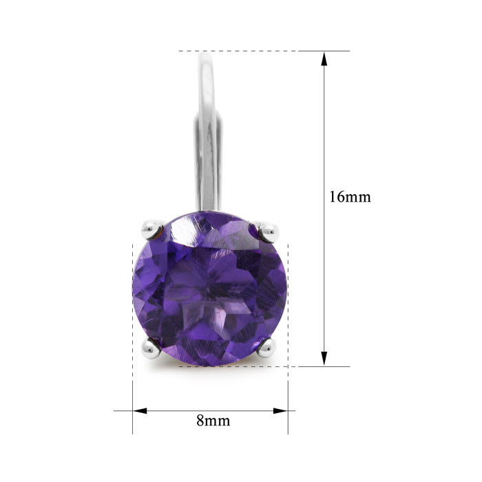 5ct Amethyst Drop Earrings in Solid Sterling Silver.  Very Popular!
