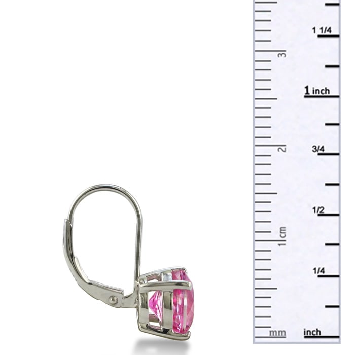 Huge 5ct Round  Pink Topaz Leverback Earrings in Sterling Silver