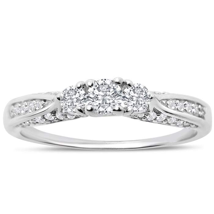 Stunning 1/2ct Three Diamond Ring in Sterling Silver. low quality diamonds. Only 1 Left