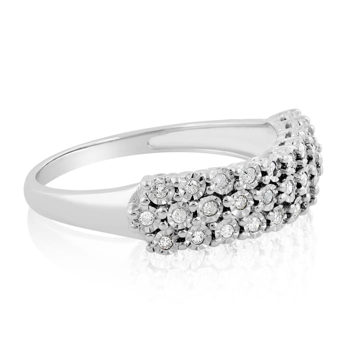 Diamond Right Hand Ring in Solid Sterling Silver