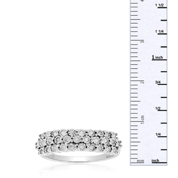 Diamond Right Hand Ring in Solid Sterling Silver