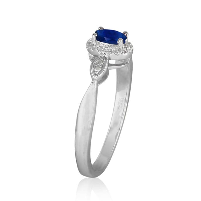 Estate Jewelry 1/2 Carat Sapphire and Diamond Ring in Sterling Silver, Size 4.5