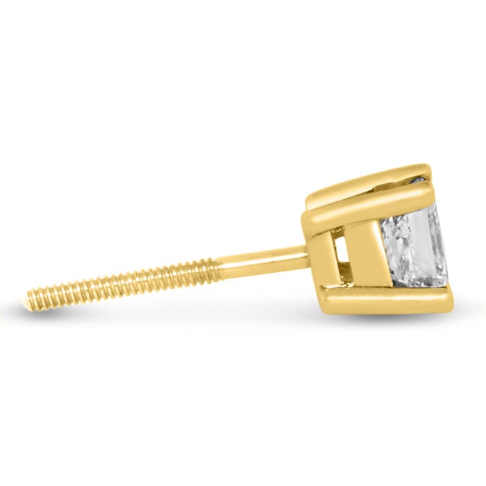 1 3/4ct Fine Quality Princess Diamond Stud Earrings In 14k Yellow Gold
