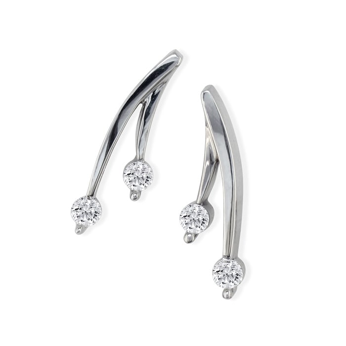 Diamond Drop Earrings: 1/4ct Diamond Olive Branch Earrings, 14k White Gold
