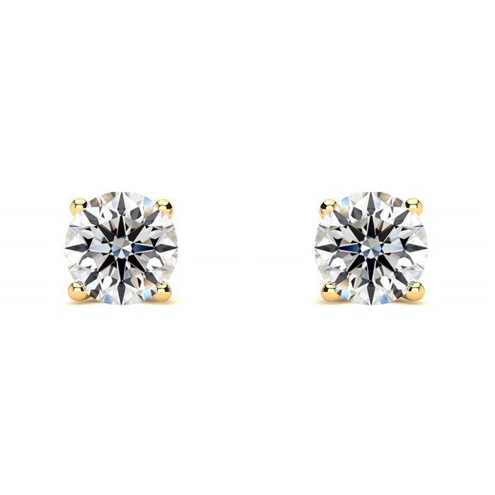 3/4 Carat Round Diamond Stud Earrings In 14 Karat Yellow Gold