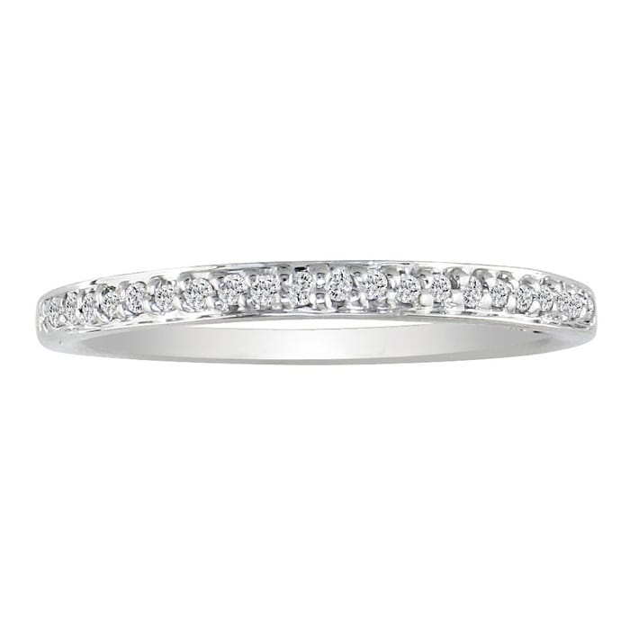1/10ct Micro Pave Womens Wedding Diamond Band in 14k White Gold