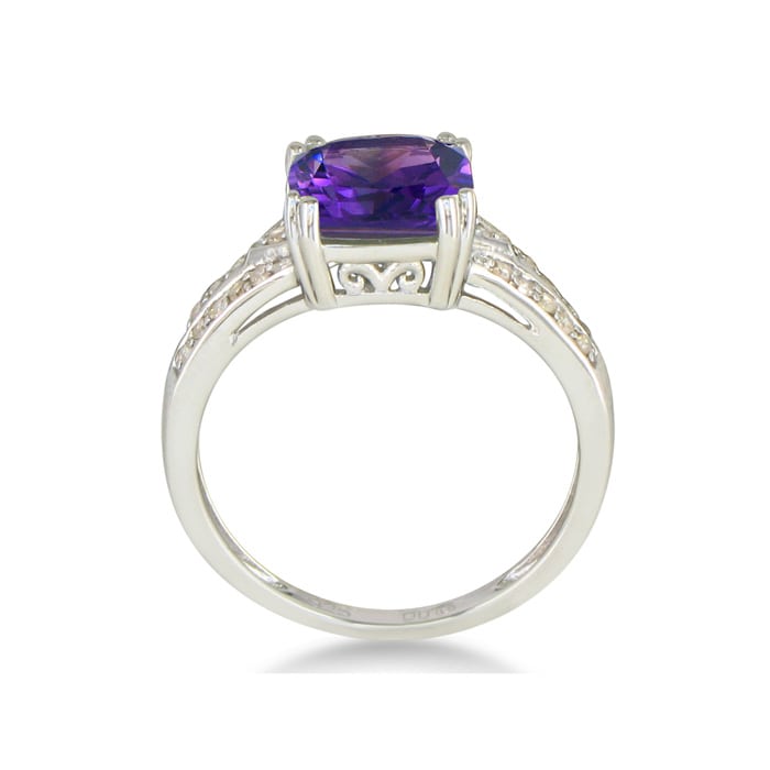 2 3/4ct Amethyst and Diamond Ring in Sterling Silver