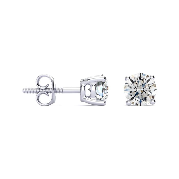 1 1/2 Carat Round Diamond Stud Earrings In 14 Karat White Gold