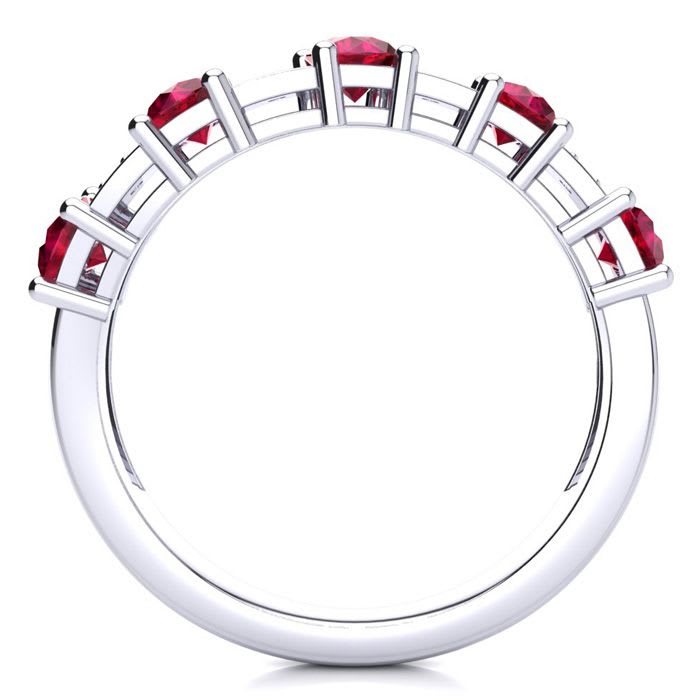 1 1/3 Carat Ruby and Diamond Journey Band Ring in 10K White Gold