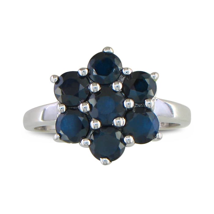Flowery 2ct Sapphire Ring in Sterling Silver, Sizes 5 to 8