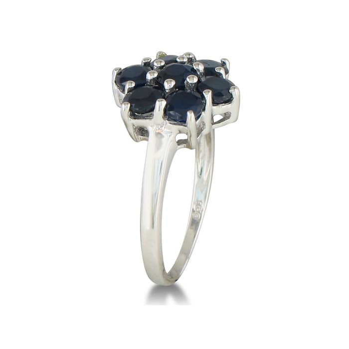 Flowery 2ct Sapphire Ring in Sterling Silver, Sizes 5 to 8