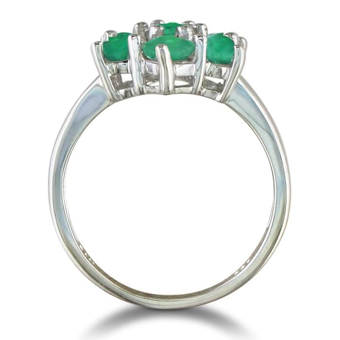 1 3/4ct Emerald Flower Ring in Sterling Silver, Ring Size 5 to 8
