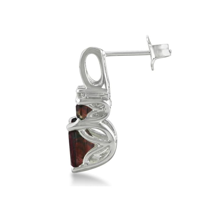 Garnet Jewelry: Two Tier 2ct Garnet and Diamond Earrings in 14k White Gold