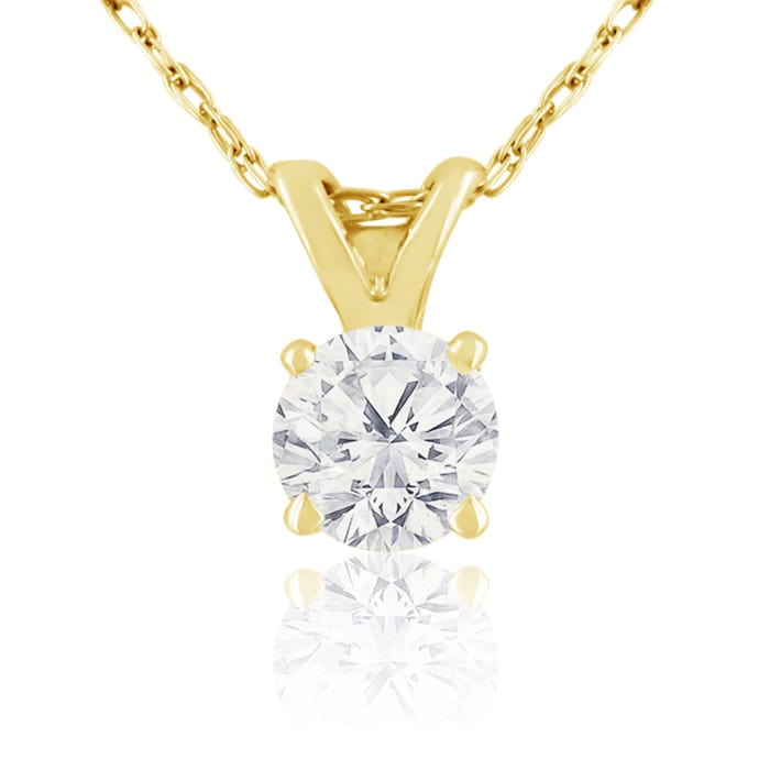 3/8ct 14k Yellow Gold Diamond Pendant, 2 Stars
