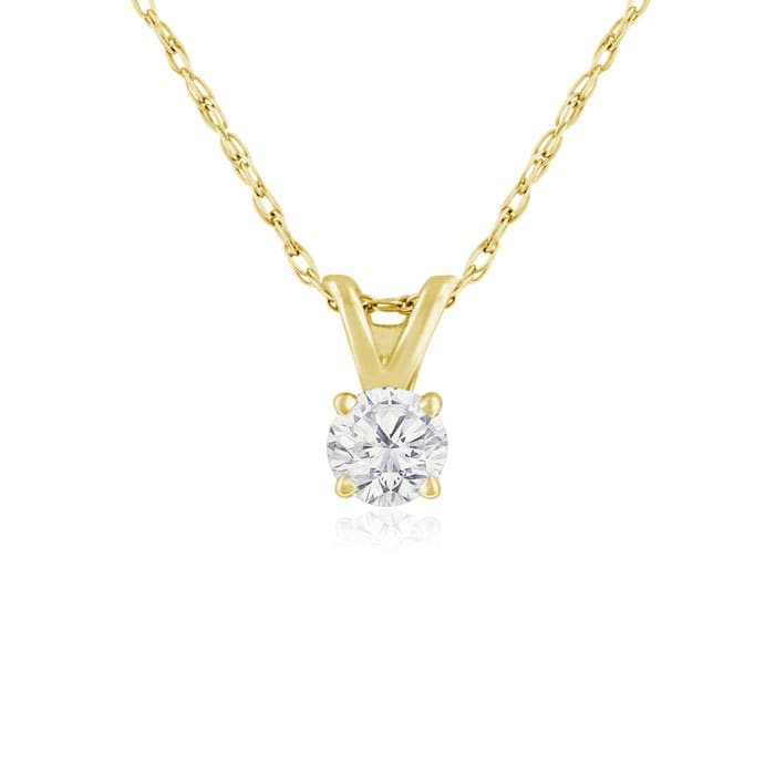 1/6ct 14k Yellow Gold Diamond Pendant, 4 stars