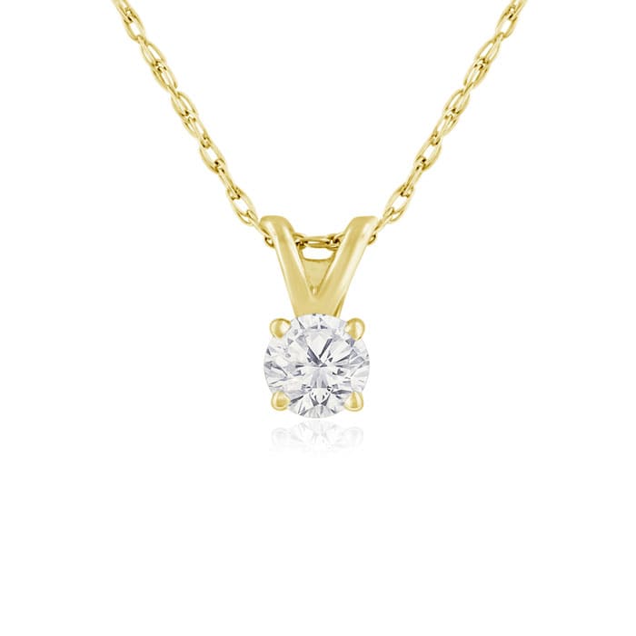 1/5ct 14k Yellow Gold Diamond Pendant, 4 stars