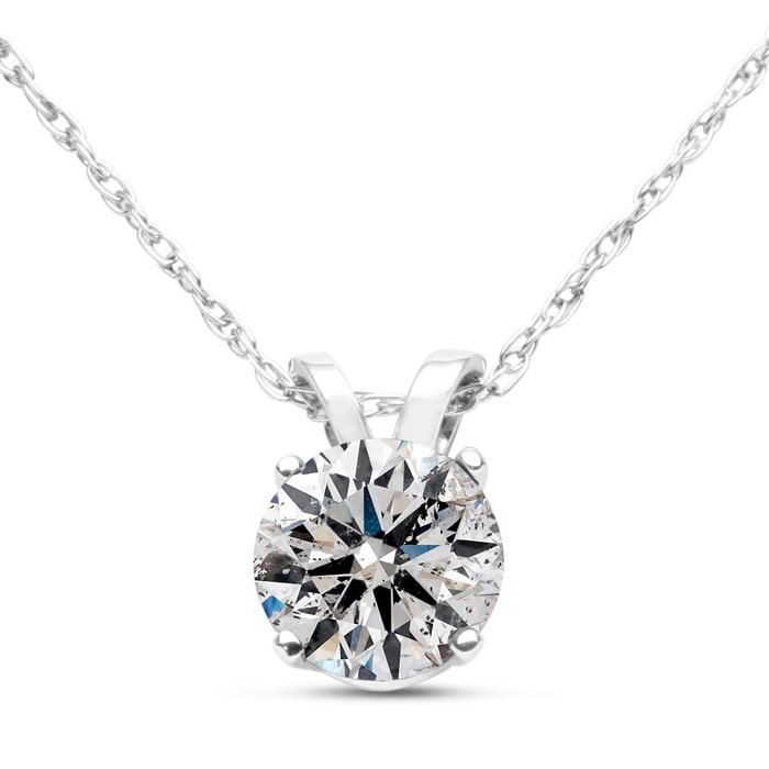 Certified 90 Point Colorless Solitaire Necklace, Almost 1 Carat in 14K White Gold. First Time Offered Special Purchase