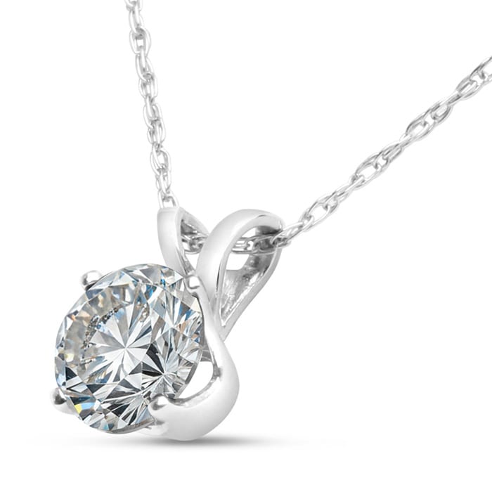 Certified 90 Point Colorless Solitaire Necklace, Almost 1 Carat in 14K White Gold. First Time Offered Special Purchase