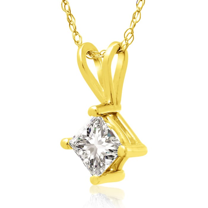 1/2ct 14k Yellow Gold Princess Diamond Pendant