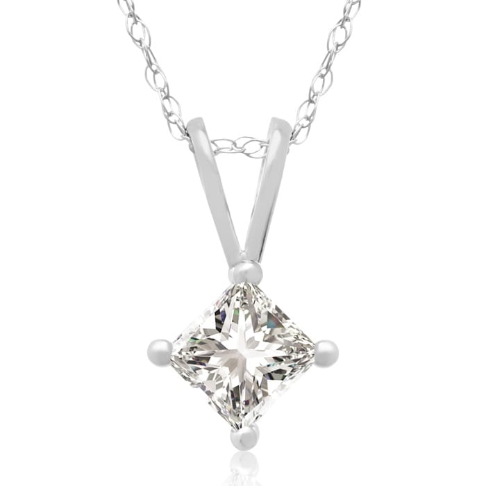 3/8ct 14k White Gold Princess Diamond Pendant