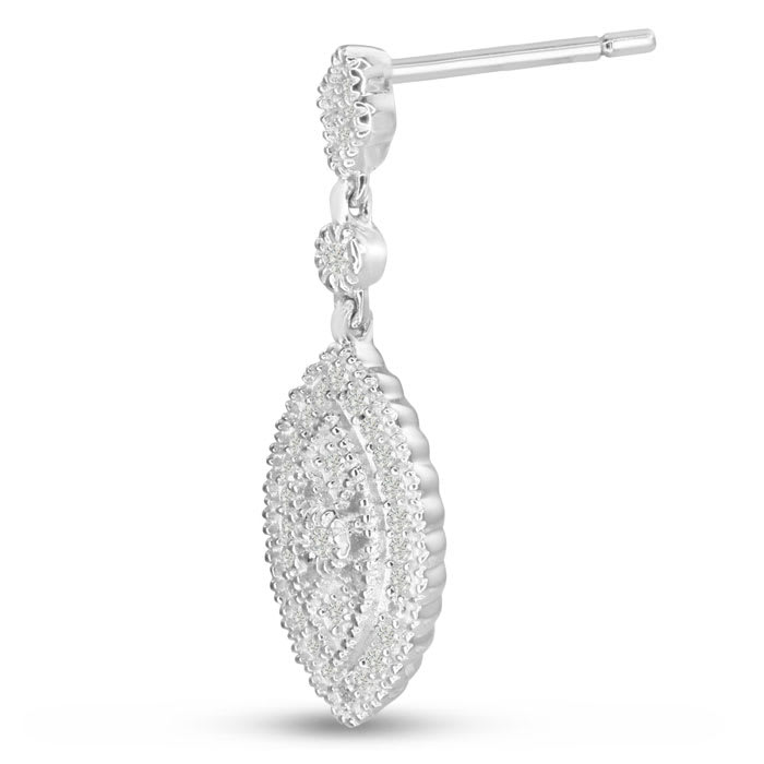 1/3ct Marquise Shaped Diamond Dangle Earrings
