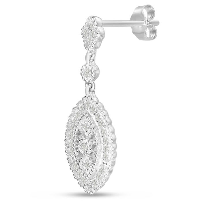 1/3ct Marquise Shaped Diamond Dangle Earrings

