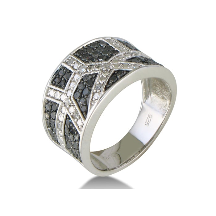 .85ct Wide Black and White Diamond Band

