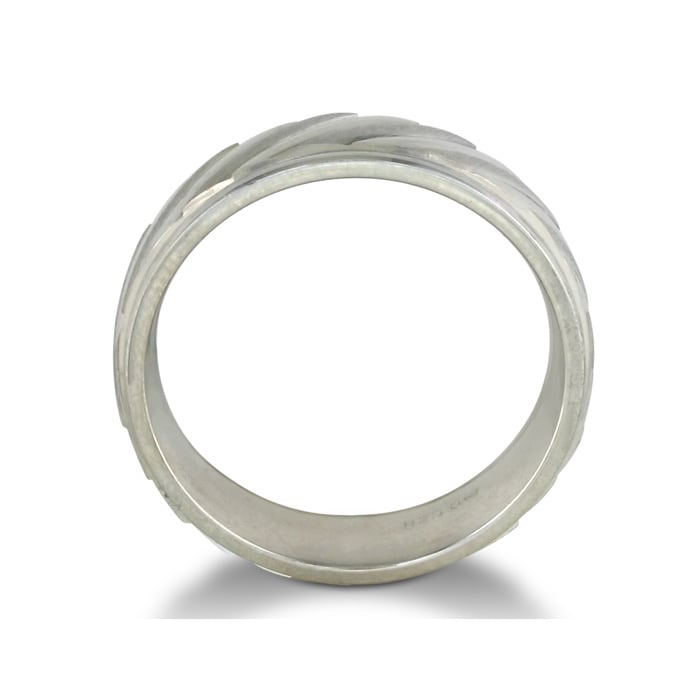 Mens and Womens Fluted Silver 6.5mm Wedding Band Ring, Size 4 to 14.