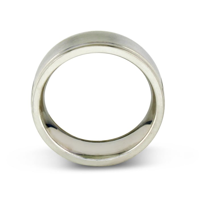 Mens and Womens Brush Finish Silver Wide 8mm Wedding Band Ring