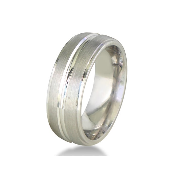 Mens and Womens Five Row Silver Wide 8mm Wedding Band Ring