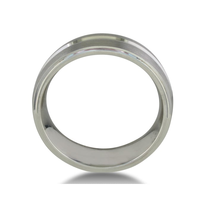 Mens and Womens Five Row Silver Wide 8mm Wedding Band Ring