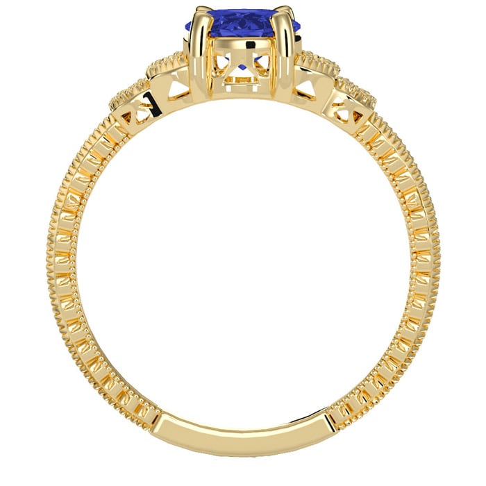 1 1/3 Carat Oval Shape Tanzanite and Diamond Ring In 10 Karat Yellow Gold