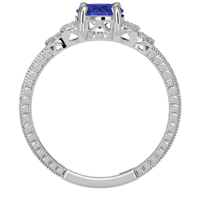 1 1/3 Carat Oval Shape Tanzanite and Diamond Ring In 10 Karat White Gold
