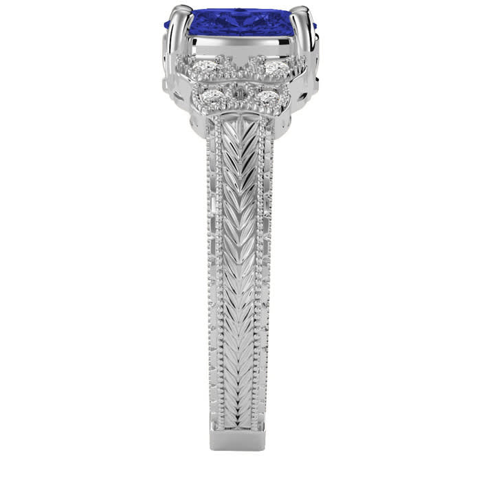 1 1/3 Carat Oval Shape Tanzanite and Diamond Ring In 10 Karat White Gold