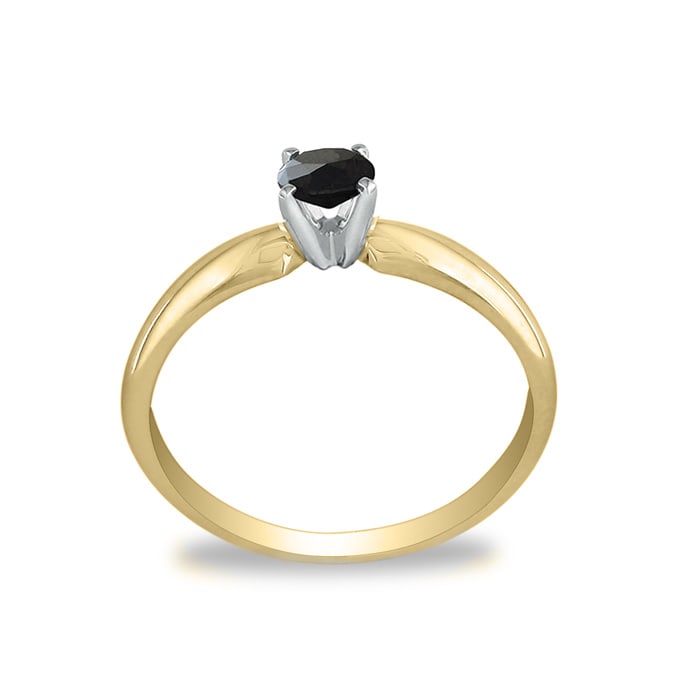 1/10ct Black Diamond Engagement Ring in 10k Yellow Gold