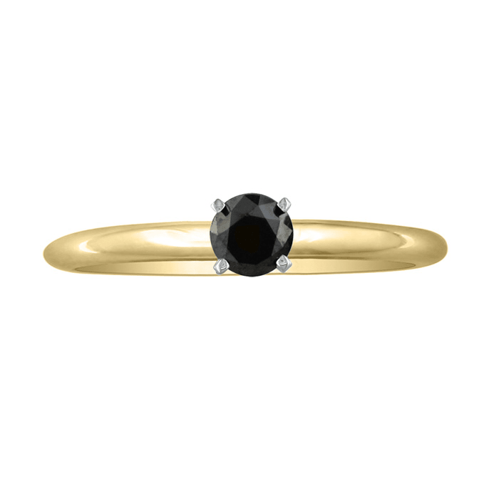 1/3ct Black Diamond Engagement Ring in 10k Yellow Gold