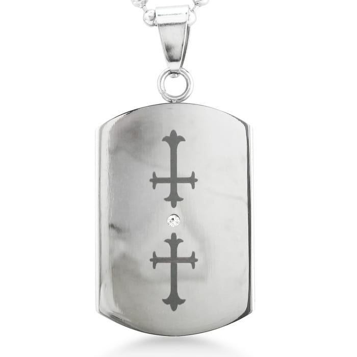 Stainless Steel Double Cross Cut Out Dog Tag