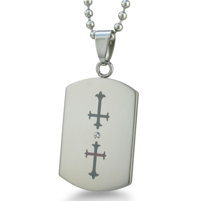 Stainless Steel Double Cross Cut Out Dog Tag