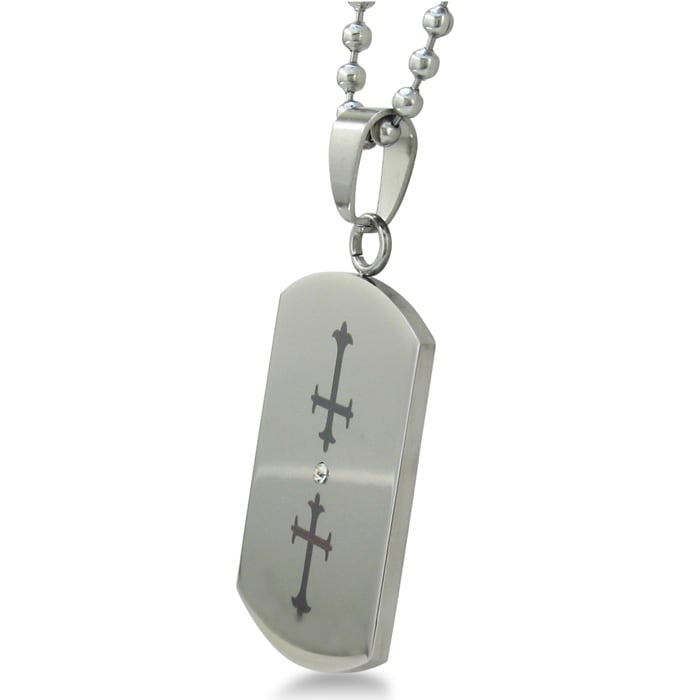 Stainless Steel Double Cross Cut Out Dog Tag