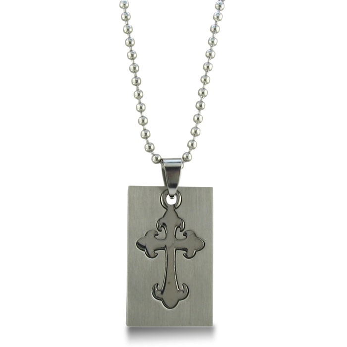 Stainless Steel Gothic Cross Dog Tag