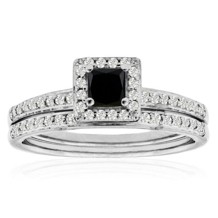 1/2ct Black and White Diamond Bridal Set
